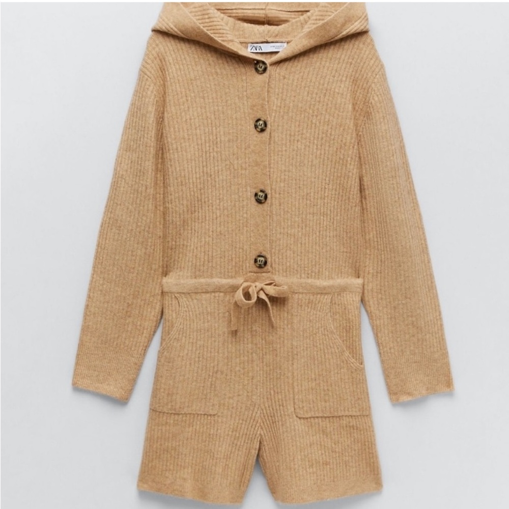 Zara Beige Ribbed Romper - Picture 8 of 8